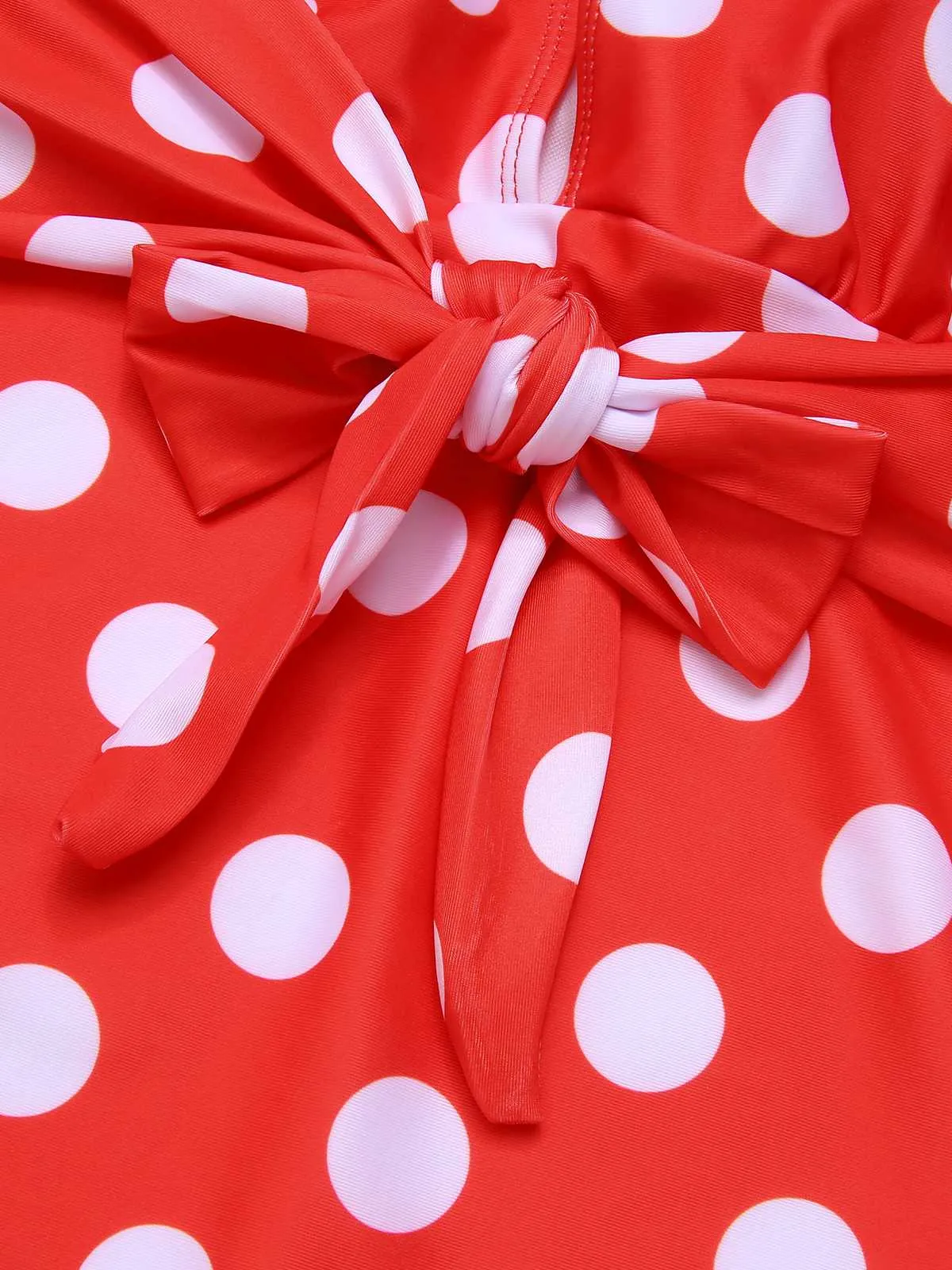 1930s Halter Lace-Up Polka Dots One-Piece Swimsuit